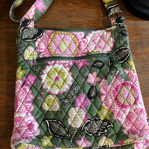Vera Bradley Handbags - Vera Bradley Green and Pink Quilted Shoulder Bag LIKE NEW